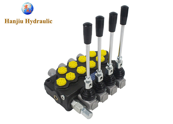HSSD5 วาล์วควบคุมทิศทางมือ 4 ธนาคาร สปูลกระบอกแบบ monoblock วาล์วควบคุมทิศทางไฮดรอลิก