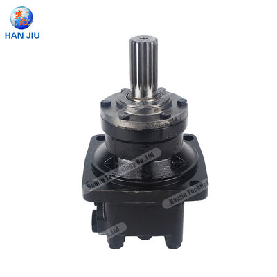 มอเตอร์ล้อไฮดรอลิก BMT-200-WFD หน้าแปลนติดตั้งล้อ, 200 มล. / รอบ, เพลาเส้นโค้ง 31.75 มม. และ G 1/2 พอร์ต A และ B